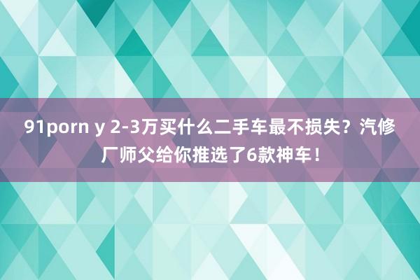 91porn y 2-3万买什么二手车最不损失？汽修厂师父给你推选了6款神车！