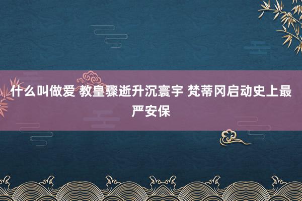 什么叫做爱 教皇骤逝升沉寰宇 梵蒂冈启动史上最严安保